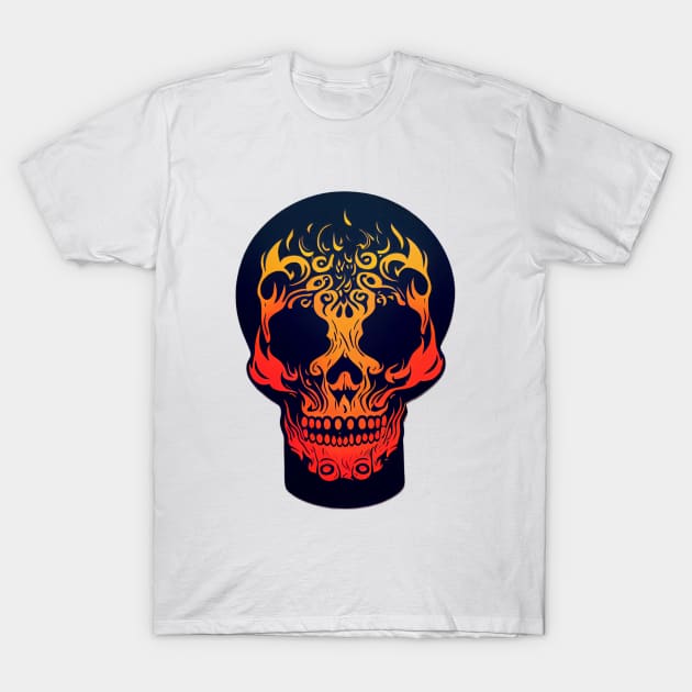 Fire Skull T-Shirt by fascinating.fractals